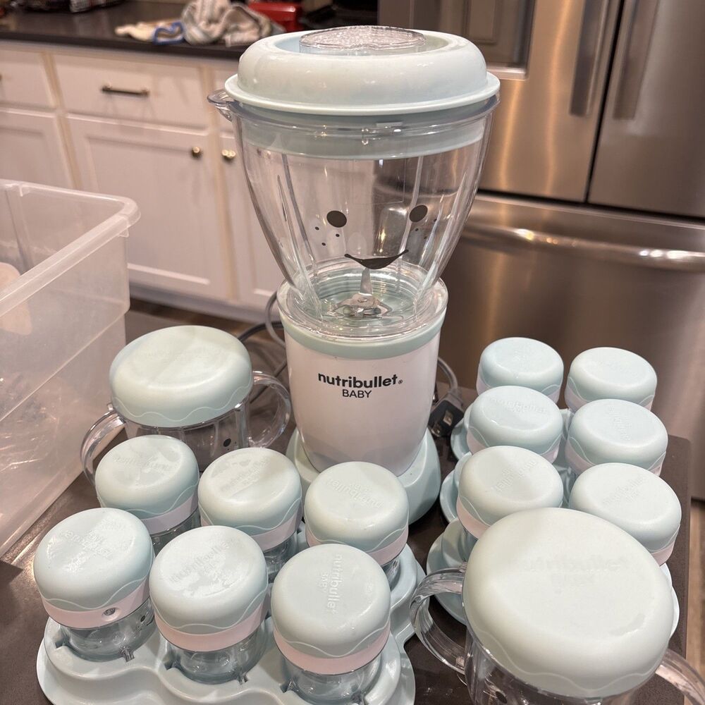 Nutribullet Baby Blender 35 Pc Baby Food Mixer Baby Blue Storage Cups Lids